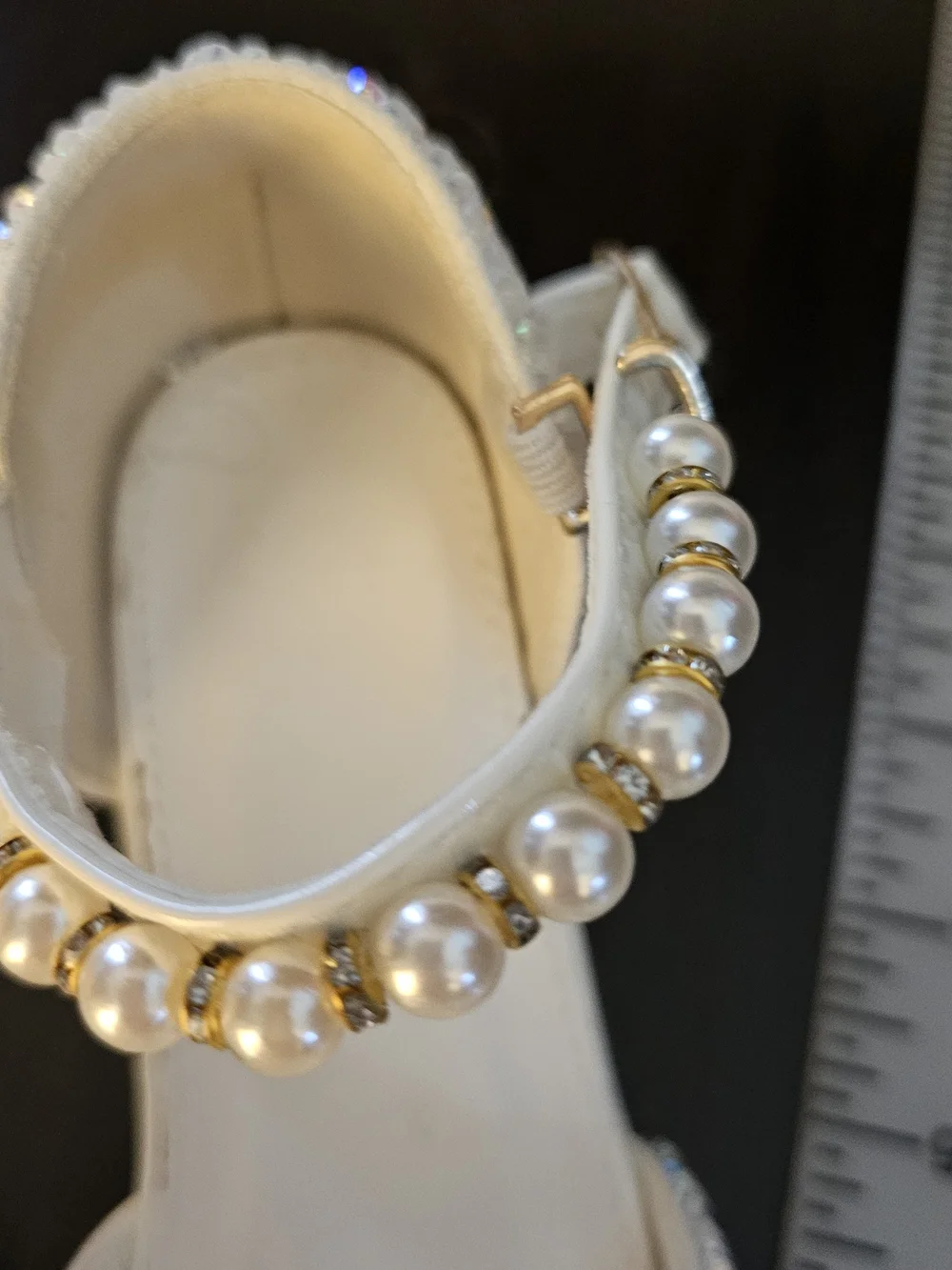 White Girls' Pearl-Accent Dress Sandals